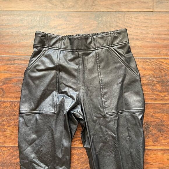 Spanx Black Faux Leather Joggers Size Small - Picture 3 of 8